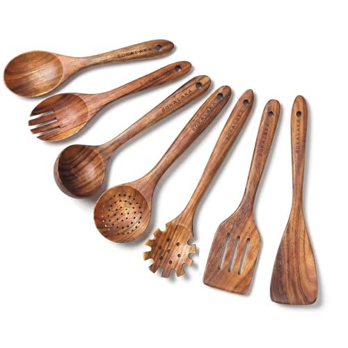 Holzlöffel zum Kochen 7-teilig Holzutensilien zum Kochen Küchenhelfer-Set Holz-Kochutensilien Holzspatel zum Kochen