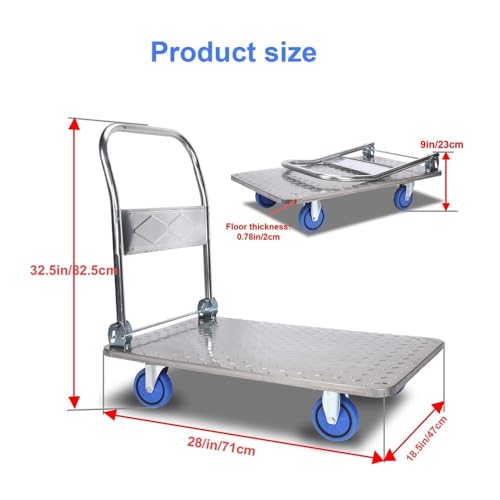 Carretilla plegable de acero con plataforma grande miniatura 2