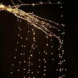 イルミネーションライト led ストリングライト USB充電式 クリスマス パーティー 結婚式 誕生日 飾りライト フェアリーライト 点滅ライト 銅線 ワイヤーライト 電飾 室内室外 リモコン付き 防水 電球色 2M 10ストランド 200Leds
