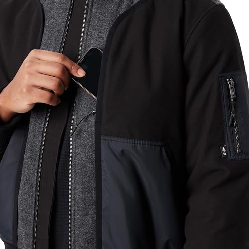 Image of BASS OUTDOOR Men's Hero Mix Media Zip Up Front Bomber Jacket With Sleeve Pocket Standard