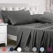 TEKAMON Queen Bed 6 Piece Sheet Set Cooling 100% Microfiber Polyester Extra Deep Pocket Fitted Sheet Luxury Soft,Breathable,Wrinkle and Fade Resistant Flat Sheet Dark Grey