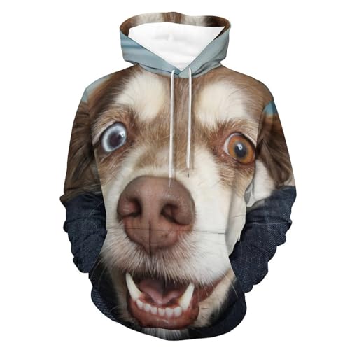 Pull homme femme sweat à capuche chien mignon le cadeau parfait en taille S