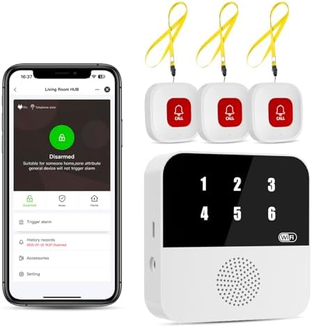 PILSAMSA WiFi Caregiver Pager Wireless Call Button with Flashing ...