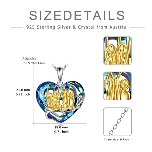 POPKIMI 925 Sterling Silver Sister Necklace - Birthday Gift for Sisters, Mom, Daughter - Always My Sister Forever My Friend Crystal Necklace for 2/3/4/5 Sisters4