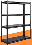 Raybee Metal Shelves for Garage Storage Heavy Duty Shelving Unit, 4 Tier Adjustable Shelving Commercial Utility Racks for Office Kitchen Room, 39.3” W x 18.9” D x 57” H, Black