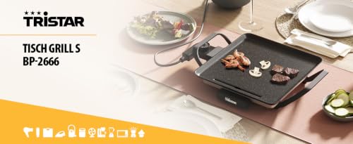 Foto von Tristar Tischgrill slim S - Eine Backfläche von 28 x 28 cm - Einstellbarer Thermostat - Antihaftbeschichtung - Herausnehmbare Fettauffangschale - Leicht zu reinigen - BP-2666