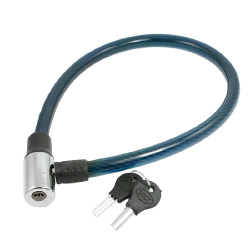 Aexit Sea Blue Bike Locks Plastic Coated Flexible Steel Cable Wire Bike Lock w U-Locks 2 Keys