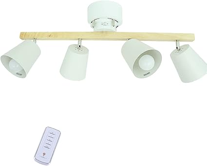 Amazon Wedo 天井照明 間接照明 ４灯シーリングライト おしゃれ 北欧 天然木 スポットライト ダクトレール ペンダントライト リモコン付 シーリングスポットライト 8畳 Wedolighting シーリングライト