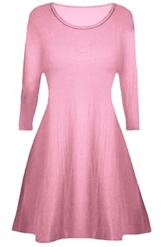 Girls Plain Long Sleeves Flare Franki A Line Mini Skater Swing Dress Top Kid Colour: Tea Pink - Size: 11-12 Years