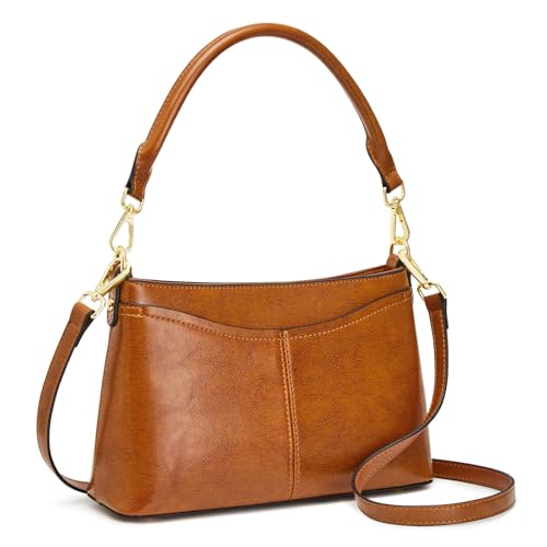 Image of Kattee Genuine Leather Crossbody Bags for Women Small Shoulder Purse Handbags with 2 Detachable Straps 6 Card Slots