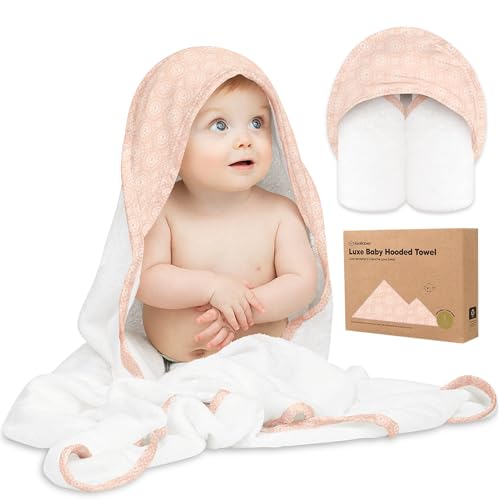 Image of KeaBabies Hooded Baby Towel for Newborn, Baby Bath Towels (Crystal, 35x35) | Viscose Derived from Bamboo, Large Baby Towels with Hood, Boys, Girls, Toddler, Soft Absorbent Baby Bath Essentials