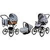 Babylux-Cochecito-de-Bebe-3en1-Con-Asiento-de-Coche-para-Ninos-Pequenos--Cochecito-de-Bebe-para-Recien-Nacido-y-Nino-Pequeno--59x105x125cm--Max-15kg--Silver-Hearts-Silver-Frame