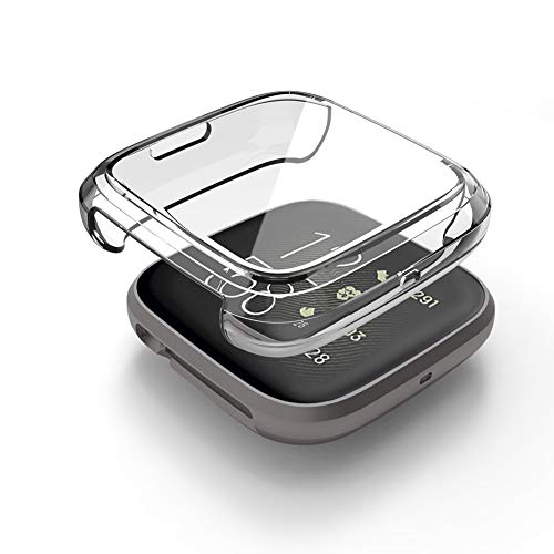 3 Pack Screen Protector Compatible Fitbit Versa 2 Case, Ghijkl Ultra-Thin Slim Soft Tpu Protective Case All-Around Full Cover Bumper Shell For Fitbit Versa 2 Smart Watch, Clear,Rose Gold,Rose Pink #TOP2