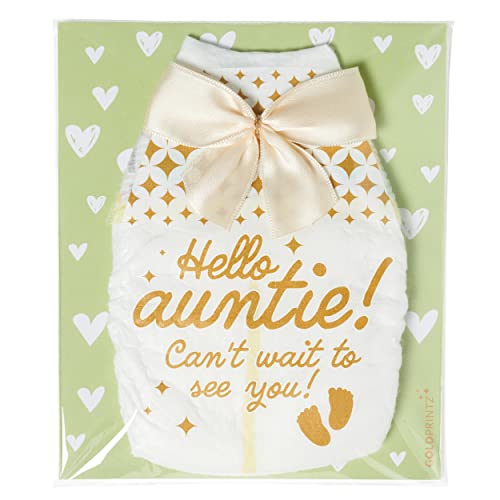 GOLDPRINTZ Tarjeta postal de pañales I Hallo Tante I Du wirst Tante I Pañal impreso I Anuncio de embarazo