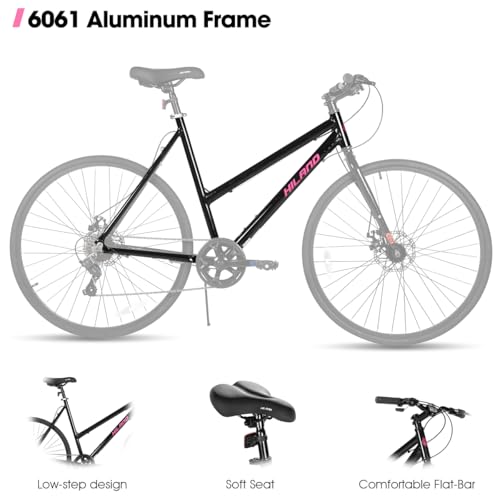 HILAND 700C Road Hybrid Bike, 7 speeds Bikes Urban City