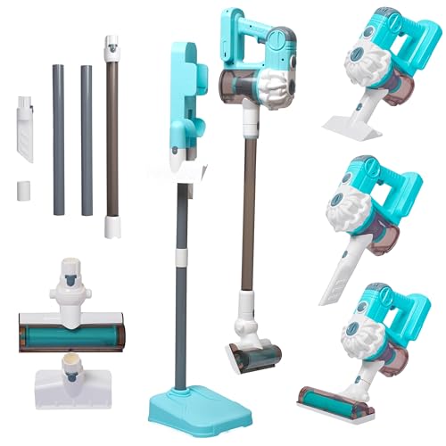 Kidzlane Toy Vacuum Cleaner for Toddlers – Real Working Kids Vacuum with Suction, Cordless Pretend Play Dyson-Style Vacuum Toy, Rechargeable, Multiple Cleaning Modes, Learning & Role-Play Fun