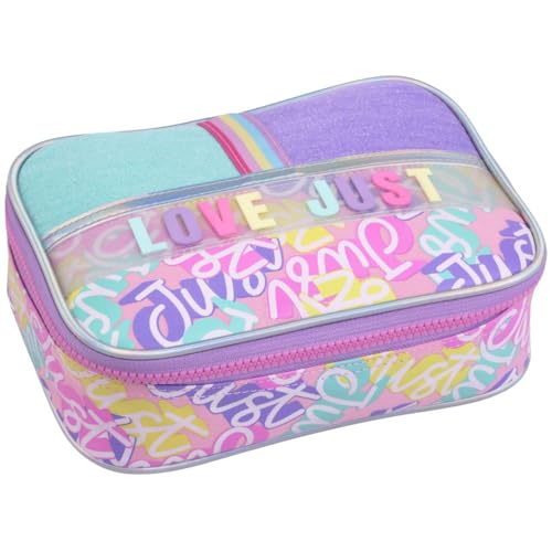 Estojo Escolar Box 100 Canetas, Design com Divisórias e Elásticos Internos, Zíper Reforçado, Material Resistente, P/Meninas Criança Infantil (Estojo Escolar Feminino Rainbow)