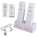 Wii Charging Station for Remote Controller, Dual Charger Dock with 2 Rechargeable Batteries LED Indicator USB Charging Cord -White