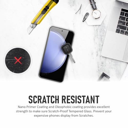 Image of SupCares Tempered Glass for Samsung Galaxy S24 FE and Galaxy M56 (6.7 Inch) With Installation Kit | 9H Edge to Edge Screen Protector | Black