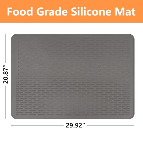 Image of Stove Top Cover for Electric Stove- Range Covers for Electric Stove,Silicone XXL Dish Drying Mat, Glass Cooktop Covers, Flat RV Range top Mats (Gray, 30 inchx21 inch)