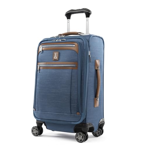 Image of Travelpro Platinum Elite Softside Expandable Luggage, 8 Wheel Spinner Suitcase, TSA Lock, Men and Women, Coastal Blue, 2-Piece Set (21 /25)