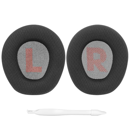 Image of Geekria Comfort Mesh Fabric Replacement Ear Pads Compatible with JBL Quantum 100 Headphones, Soft & Comfortable Ear Cushions Repair Parts (Black)