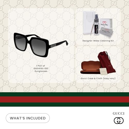 Gucci GG0418S Square Sunglasses For Women +BUNDLE with ACCESSORY EYEWEAR KIT2