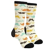 Jedenkuku Colorful Beard Mustache Facial Hair Mustachio Novelty Fun Crew Socks Fashion Comfortable Men'S And Women'S Socks