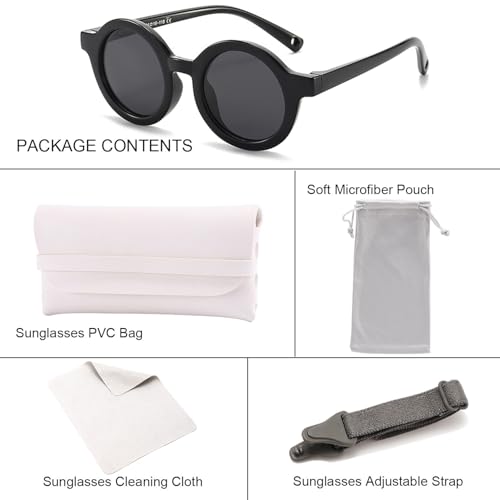 Image of Baby Sunglasses with Strap Polarized Flexible UV400 for Infant Toddler Boys Girls Age 0-36 Months