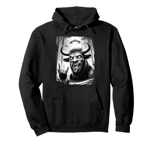 Alien Minotaur Tattoo UFO Forest Rock Hand Criatura Fantasy Sudadera con Capucha