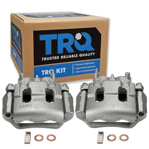 Image of TRQ Front Left and Right Brake Caliper Set Caliper Brackets Compatible with 07-09 Ford Edge All Wheel Drive 10-12 Edge 08 Lincoln MKX All Wheel Drive with 330mm Diameter Front Rotors 09-13 MKX