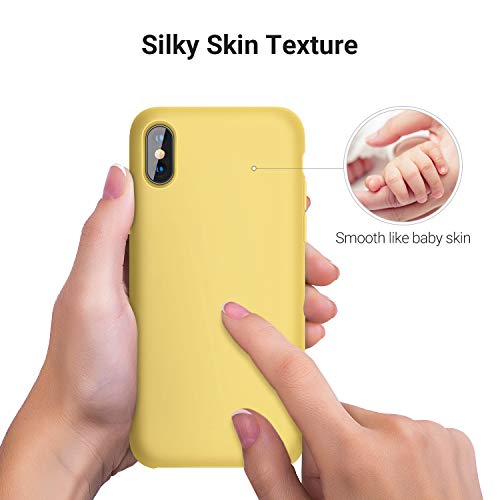 Torras [Love Series] Iphone Xs Max Case 6.5 Inch, Liquid Silicone Gel Rubber Shockproof Case Soft Microfiber Cloth Lining Cushion Compatible With Iphone Xs Max 6.5" (2018), Yellow #TOP2