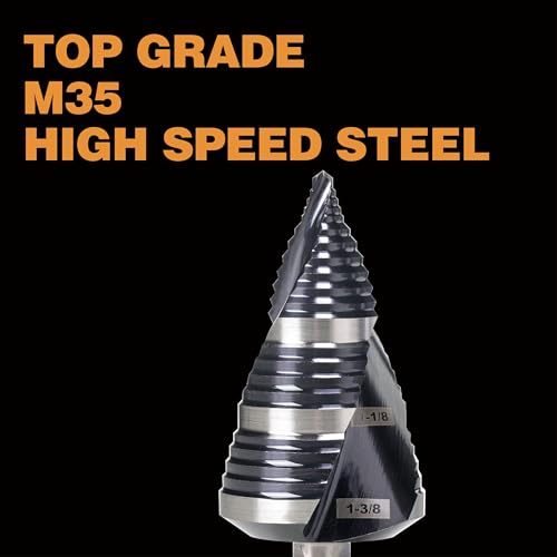 Image of 1 /4 inch-1-3 /8 inch M35 Step Drill Bit Unibit Hole Drilling 3 Sizes