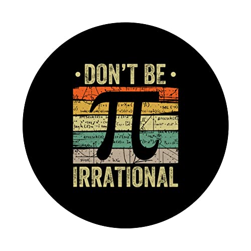 Pi Day Vintage Math Teacher Nerd Don't be Irrational PI PopSockets Swappable PopGrip, Black - Image 3