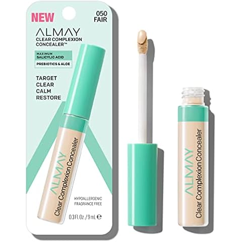 Almay Clear Complexion Acne & Blemish Spot Treatment Concealer Makeup with Salicylic Acid- Lightweight, Full Coverage, Hypoallergenic, Fragrance-Free, for Sensitive Skin, 050 Fair, 0.3 fl oz. Cover