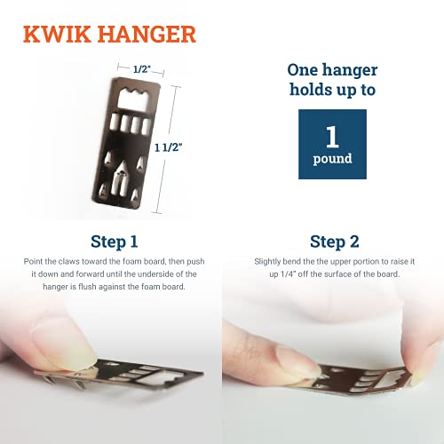 PHS Foam Board Hanger Assortment Pack - 10 Kwik Hangers, 10 Metal Sawtooths and 5 Self Adhesive Picture Hangers Without Nails, Renter Friendly Wall Mounts for Pictures, Supports up to 3 Pounds
