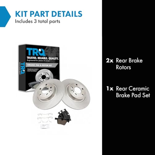 Image of TRQ Rear Brake Pad and Rotor Set Ceramic Rotors Compatible with 2018-2019 Jaguar E-Pace 2015-2019 Land Rover Discovery Sport