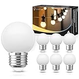 LED Vanity Light Bulb, JandCase G14 Globe Bulb, 1 Watt(10W Equivalent), Soft White 3000K, Ideal for Bathroom Mirror, Porch, Strip Lights, Ceiling Fan, Night Light, E26/E27 Base, Not Dimmable, 6 Pack