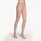 BriteLeafs Sheer Compression Pantyhose 15-20mmHg, Moderate Support, Open Toe (Large, Beige)