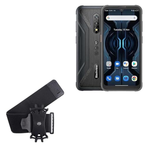 BoxWave Holster Compatible with Blackview BV5200 Pro - ActiveStretch Sport Armband, Adjustable Armband for Workout and Running - Jet Black