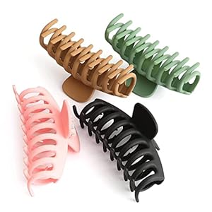PACTIV 4 PCS Hair Claw Clips for Women, Strong Hold Matte Hair Claw Clips for Thick Hair, Fashion Hair Styling Accessories for Girls, Large Hair Clips for Women Thick Hair Round Clip (Multi-color)