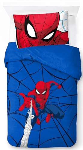 Jay Franco Marvel Spiderman Webtastic 100% Coton Ensemble Housse de Couette Lit Simple – Comprend Une Taie d’Oreiller 50 x 70 cm
