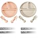 PandaEar 2 Pack Silicone Divided Suction Plates with 2 Spoons 2 Forks for Babies & Toddlers | Baby Led Weaning Supplies Self Feeding Eating Utensils | BPA-Free Silicone Baby Feeding Set -Pink & Linen