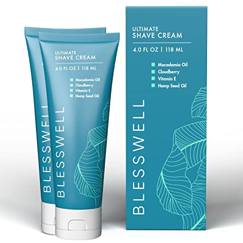 Blesswell Ultimate Shave Cream - Men's Energizing Shaving Cream - For All Skin Types - Skin Moisturizing, Smoothing, Cooling, Freshly Scented (2-Pack) #TOP9
