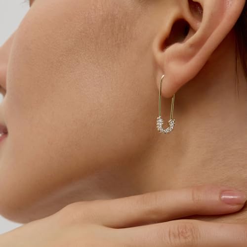 14K Gold Small Huggie Earrings for Girls,925 Sterling Silver Gold Hoops Earrings Trendy Chunky CZ Pin Earrings Jewelry Gifts for Girls2