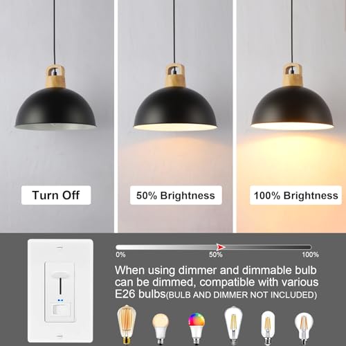 Karjearl LT15 Farmhouse Pendant Light Fixtures, 11.8 Inch Black Pendant Lights Kitchen Island, Dome Wood Hanging Lighting thumb #3