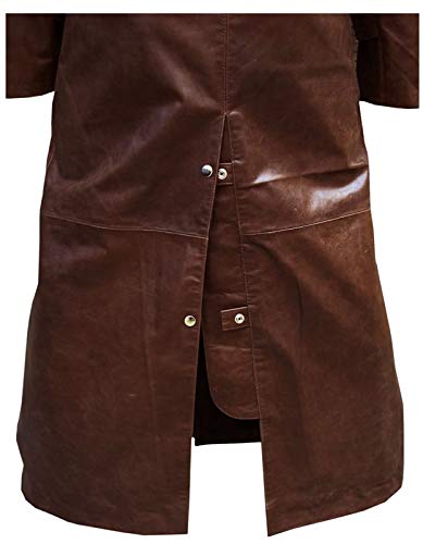 Mens Black & Brown Leather Long Coat Duster Riding Hunting Steampunk Trench Matrix Coats4