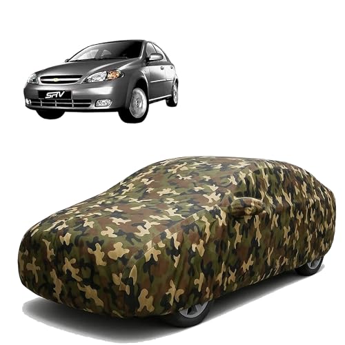 Image of Sulfar 100% Waterproof Car Body Cover Compatible with Mirror for Chevrolet Optra SRV with Long Lasting Durable Material (Triple Stitched, Full Bottom Elastic, Camouflage Army)