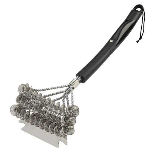Cuisinart Triple Coil Brush, 17” Stainless Steel Grill Brush with Wide Scraper for All Grates, Bristle Free Grilling Accessory for Worry Free Cleaning, Perfect for BBQs, Cookout & Tailgate Cleaning