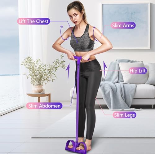 Image of Heavy Duty 4-Tube Tummy Trimmer Pedal Exerciser - Pull Reducer Resistance Band for Men & Women | Equipment for Belly Fat Loss, Waist Slimming & Full Body Workout (Multicolor) (2)